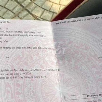 Chính chủ cần bán lô đất tại Điện Hoà, giáp Hoà Phước - Đà Nẵng.