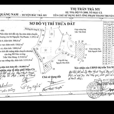 bán Đất thị trấn Bắc trà My tổng 10.694m2 có 300 đất ở có nhà, ao cá