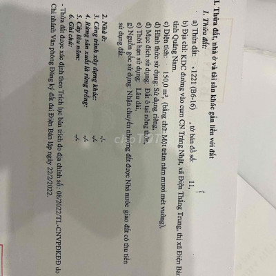 cần bán đất đường 33 điện nam trung