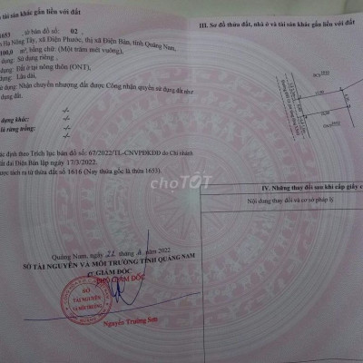 BÁN NHANH LÔ ĐẤT XÃ ĐIỆN PHƯỚC ĐƯỜNG DH3