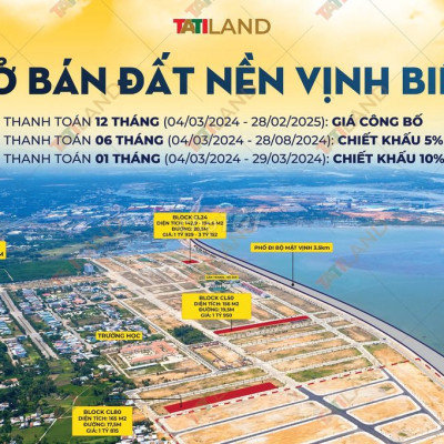 Đất Nền Vịnh An Hoà CHIẾT KHẤU 10% Gía Gốc CĐT - chỉ từ 510 triệu