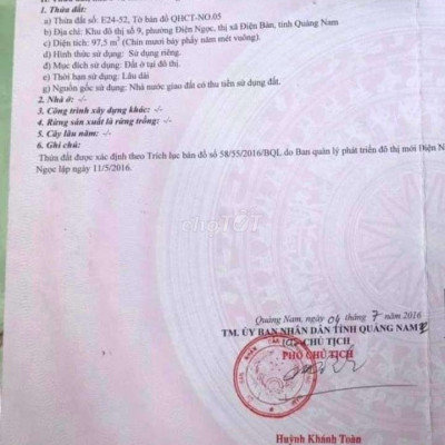 Cần Bán Gấp Lô Đất 97m2, Đường 7m5 Rất Đẹp Thích Hợp Để Xây Dựng,Ở