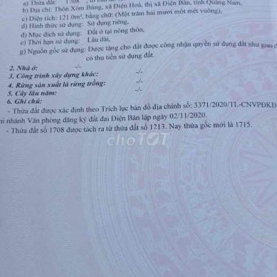 Chính chủ cần bán điện Hoà xóm bùng gần UBND xã