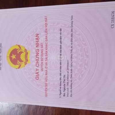 Bán đất mặt tiền đường nhựa.giáp ranh đà nẵng