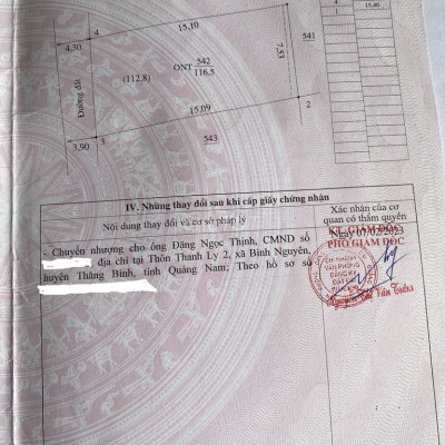 Đất sổ đỏ vuông vức 116m2, bê tông trước đất 5m, dân cư đông đúc