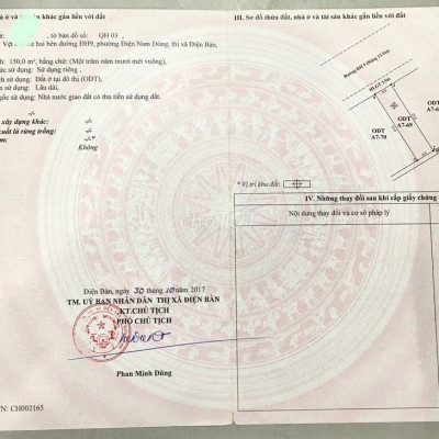 150m2 ngang 6m Mặt tiền DH9 Hồ Nghinh phường Điện Nam Đông