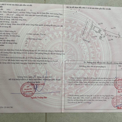 Đất mặt tiền 7.5m , Điện Thắng Trung