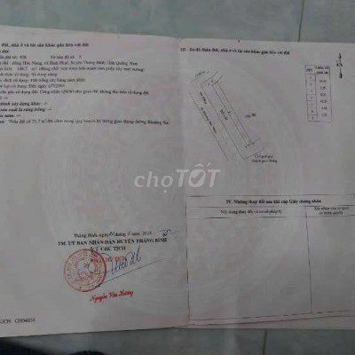 GẦN HỘI AN.:148m2 đường xe hơi tại BP - Thăng Bình: 35tr nguyên sổ!