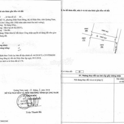Chính chủ cần bán lô đất  153 m2,nở hậu,khối 7A phường Điện Nam Đông
