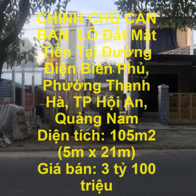 Đất Mặt Tiền Đường Điện Biên Phủ, Phường Thanh Hà, TP Hội An,Quảng Nam