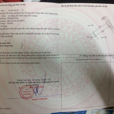 Đất ở 5x20 tại Phường Điện Dương, Điện Bàn, Quang Nam