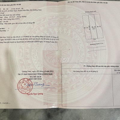 Đất sổ đỏ 147m2, Khu đô thị số 9, xã Điện Ngọc, huyện Điện Bàn