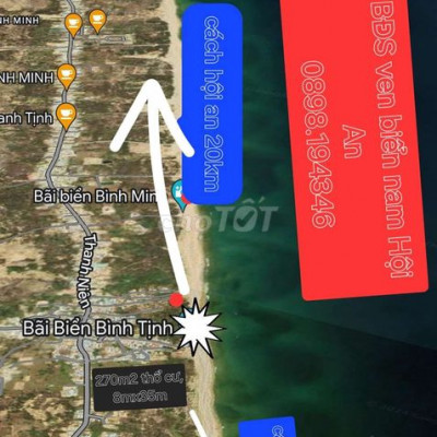 270m2 đất thổ cư,mt đường Thanh Niên nam hội an chỉ 1ty570tr