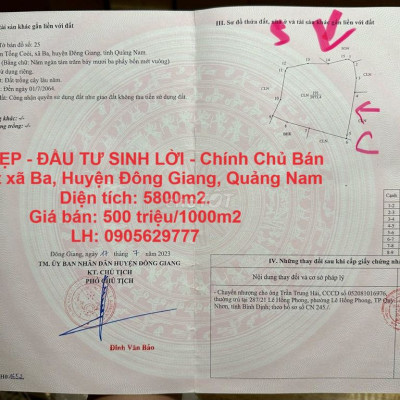 Chính Chủ Bán Lô Đất xã Ba, Huyện Đông Giang, Quảng Nam