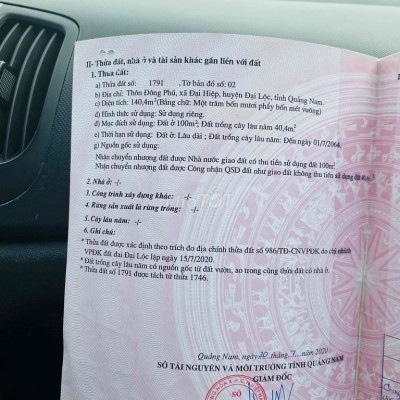 Cần tiền xây nhà bán gấp lô đất đẹp giáp ranh Đà Nẵng,l