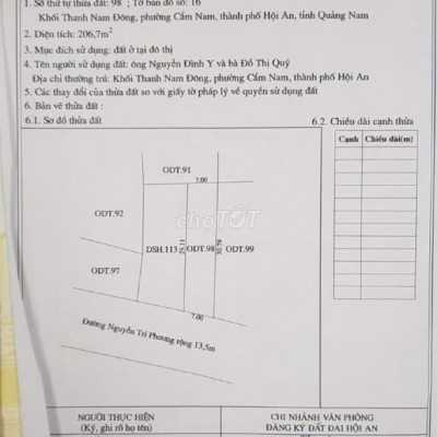 Cần tiền bán gấp nhà cấp 4, 465 Ng. Tri Phương – P.Cẩm Nam – TP Hội An