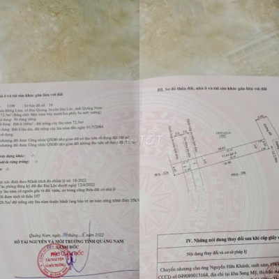 Cần bán 172m tại Thôn Đông Lâm, Đại Quang, Đại Lộc, Quảng Nam.