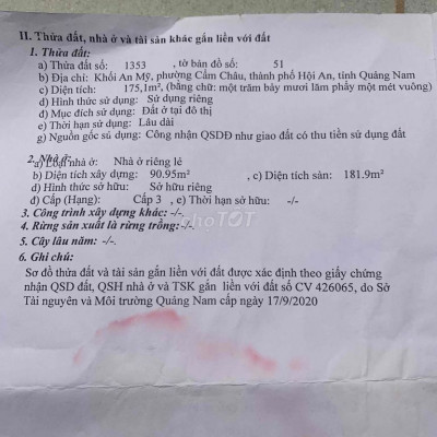 cần bán đất có sẵn nhà 2 tầng