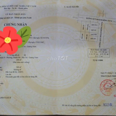 BÁN ĐẤT 200 M2 MẶT TIỀN GÓC XÔ VIẾT NGHỆ TĨNH - VÕ VĂN KIỆT