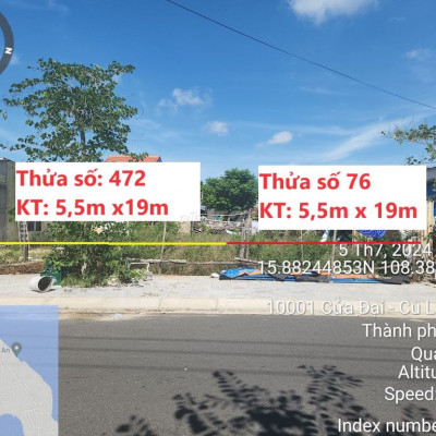 Cần bán 2 lô liền kề ngang 11m Mặt tiền Thi Sách, Cửa Đại, Hội An