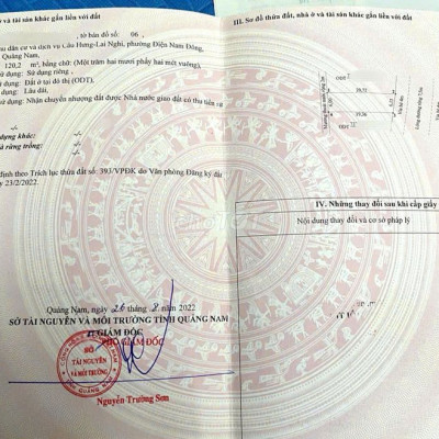 Chính Chủ Bán Đất Nền Chợ Lai Nghi 120m2 Đường 7m5 giá 1.85 Tỷ Có Sổ