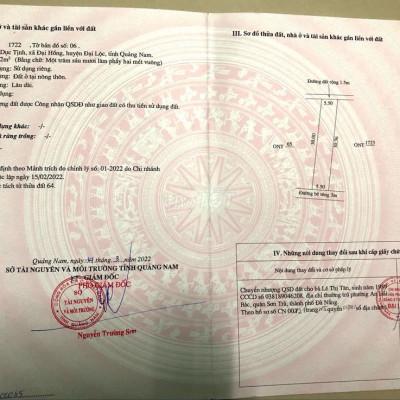 Cần Bán Lô Đất Đẹp 2 mặt tiền trước sau Sau Lưng Uỷ Ban đại lộc