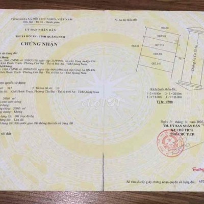 200m2 Mặt Tiền Âu Cơ view Biển Hội An