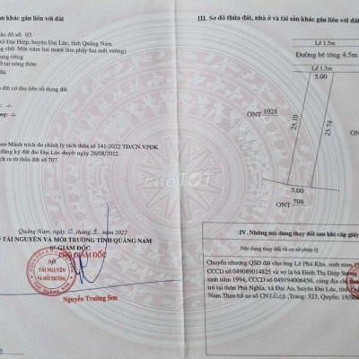 Đất Đại Hiệp - Đại Lộc 125m2 - đường 6m5