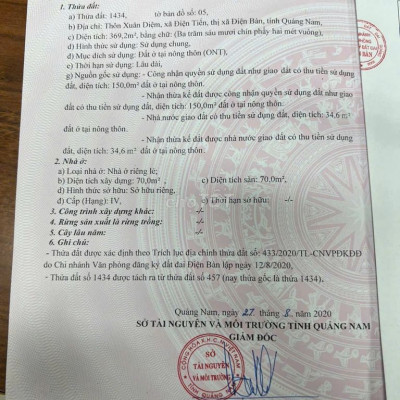 Đất Điện Tiến dtich 370m2 - 14.5m mặt tiền chỉ 1tỷ350