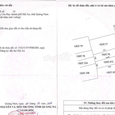 Bán 2 Lô đất ngang 11m,Full TC, Mặt tiền Đ. Thi Sách, Cửa Đại, Hội An