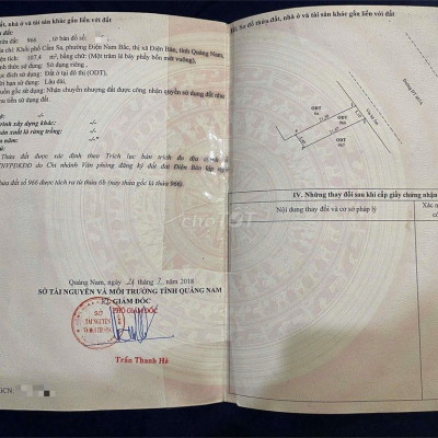 Đất MT Trần Thủ Độ ngay KCN ĐIện Ngọc