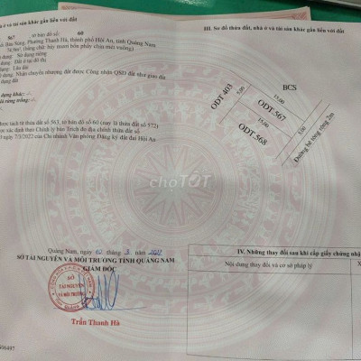 CẦN BÁN LÔ ĐẤT ĐẸP TẠI HỘI AN – PHƯỜNG THANH HÀ- 75M2- GIÁ CHỈ 1,35 TỶ