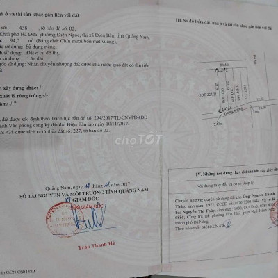 Gia đình đang cần tiền nên cần ra đi lô đất thổ cư