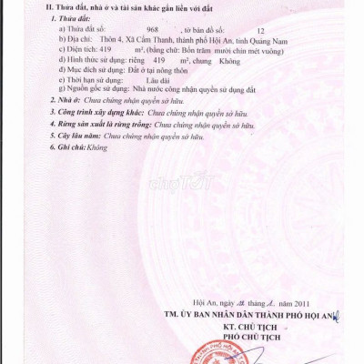 CHỈ 9,3 TỶ CÓ NGAY LÔ ĐẤT 419 M2, NGAY KHU DL RỪNG DỪA BẢY MẪU HỘI AN