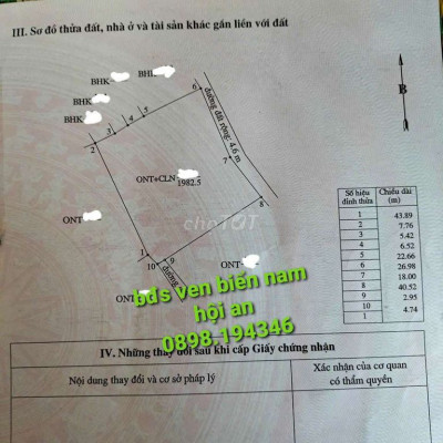 1982m2 thổ cư biển nam hội an chỉ 2,5tr/m2