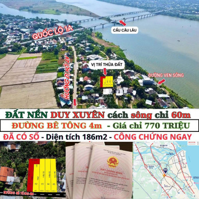 BÁN 4 LÔ ĐẤT DIỆN TÍCH LỚN 187M2/ LÔ, GIÁ 770 TRIỆU NGAY CẦU CÂU LÂU