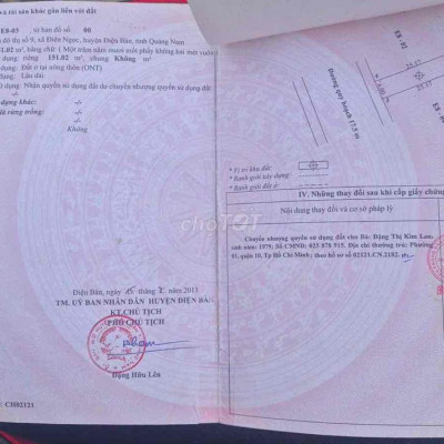 Lô đất đường 7.5m( lề 4.5m ) Phan trọng tuệ ,đối diện chợ đầu mối Điện