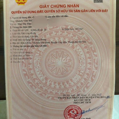 BÁN ĐẤT ĐẤU GIÁ THỊ TRẤN VÂN ĐÌNH ỨNG HÒA HÀ NỘI