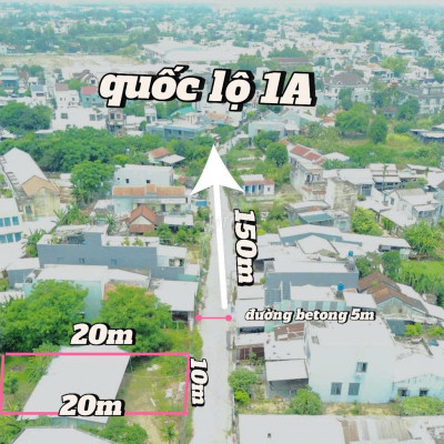 200M2 đất 10x20 đường bê tông 5m, Điện Thắng Bắc, gần quốc lộ 1A