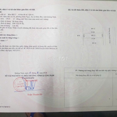 Đất ở tại đô thị - 150m2 - Khu đô thị 2A, Điện Ngọc, Đà Nẵng