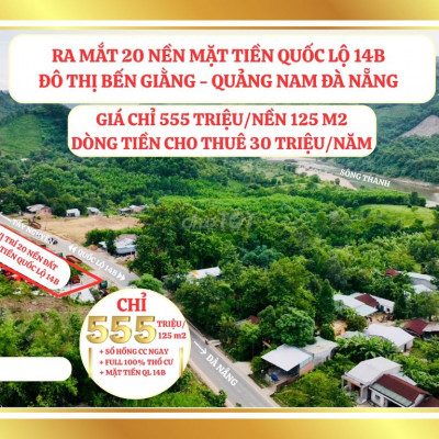 20 Nền Liền Kề mặt tiền quốc lộ 14B giá chỉ 555 triệu. Sổ đỏ sẵn tay.