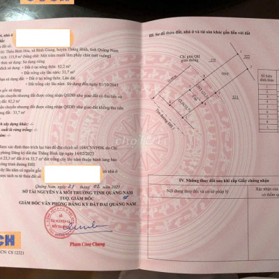 Đất sổ đỏ 116 m2  - Mặt Tiền Đường nhựa liên xã Bình Giang