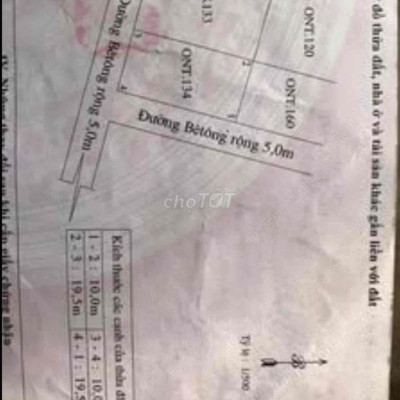 Lô góc 2 Mtien dt 10x19,5 Cẩm Kim, Hội An. Giá 2,15 tỷ. DT 195m2. Đườn