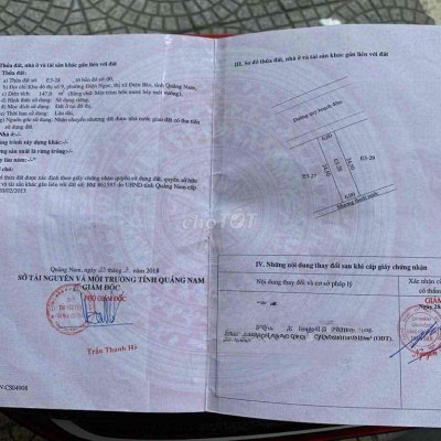 Bán nhanh lô đất đẹp mặt tiền 6m,DT 147 m2 .đường 40m cực rộng rãi