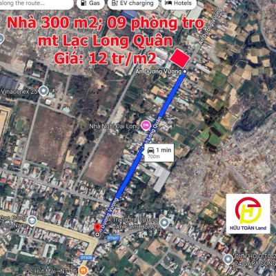 Đường An Dương Vương: Bán đất 300m2; tặng dãy trọ; giá 12 tr/m2