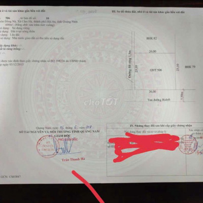 Chủ cần bán nhanh lô đất diện tích 600m2 view sông Cẩm Hà, Hội An