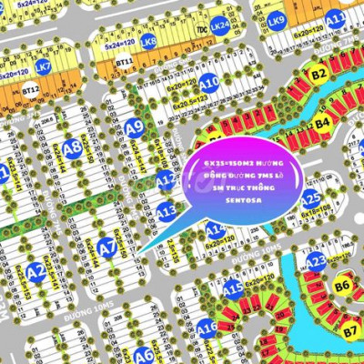 6x25=150m2 đường 7m5 lề 5m trục thông đẹp nhất dự án sentosa