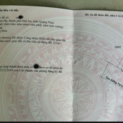 BÁN LÔ ĐẤT 958.5m2 MẶT TIỀN NGUYỄN TẤT THÀNH – CÁCH PHỐ CỔ CHỈ 2KM