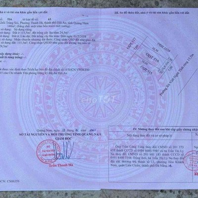 Chính chủ bán lô đất đường Xô Viết Nghệ Tĩnh,Hội An.