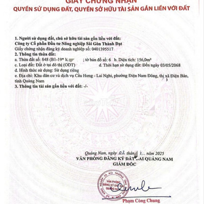 CHÍNH CHỦ BÁN ĐẤT B1.19 ĐƯỜNG 27M DT 156M2 DỰ ÁN LAI NGHI GIÁ 21,1TR/M